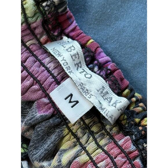 ALBERTO MAKALI floral leopard print black lace bell sleeve silk minidress - Picture 6 of 8